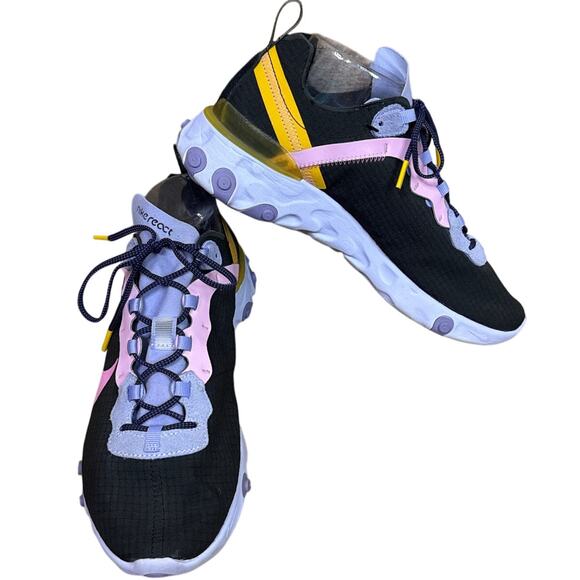 Nike React Element 55 Running Shoes Premium Black Magic Flamingo Size M 8.5 W 10 - Picture 1 of 11